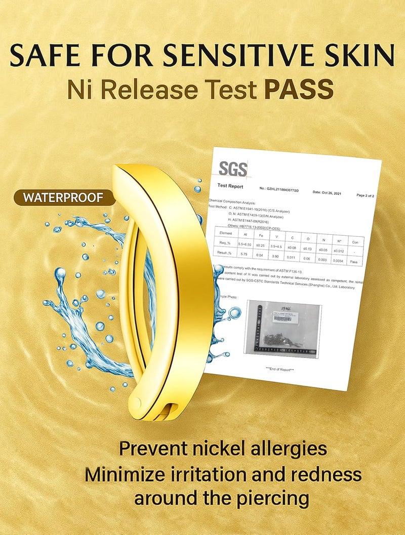 VOJO 14G G23 Titanium Clicker Belly Button Ring,10/12mm Reverse Curved Hoop Navel Barbell Piercing Jewelry - Image 2